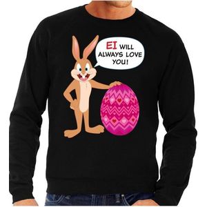 Zwarte Paas sweater  Ei will always love you - Pasen trui voor heren - Pasen kleding S