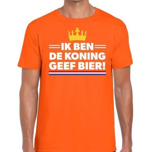 Oranje Ik ben de koning geef bier t-shirt - Shirt voor heren - Koningsdag kleding