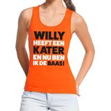 Bellatio Decorations - Tanktop - Oranje - Willy heeft een kater en nu ben ik de baas - Mouwloos Shirt