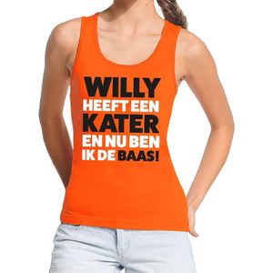 Bellatio Decorations - Tanktop - Oranje - Willy heeft een kater en nu ben ik de baas - Mouwloos Shirt