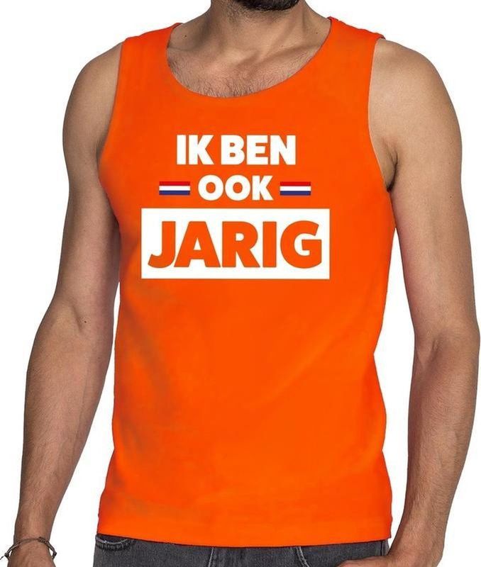 Oranje Ik ben ook jarig tanktop / mouwloos shirt voor heren