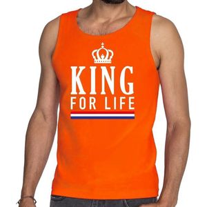 Oranje King for life tanktop / mouwloos shirt - Singlet voor heren - Koningsdag kleding