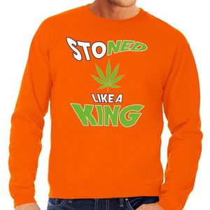 Oranje Stoned like a king sweater / trui oranje heren - Koningsdag kleding