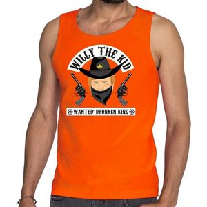 Oranje fun tanktop / mouwloos shirt Willy the Kid voor heren - Koningsdag kleding S