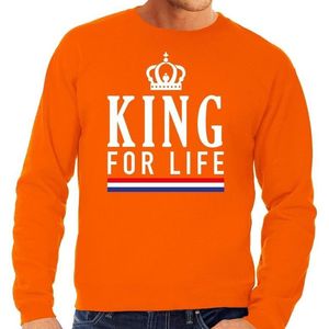 Oranje King for life sweater - Trui voor heren - Koningsdag kleding XL