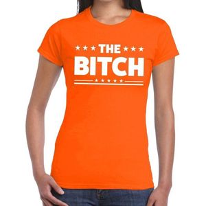 The Bitch tekst t-shirt oranje dames - dames shirt the Bitch - oranje kleding