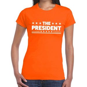The President tekst t-shirt oranje dames - dames shirt The President - oranje kleding