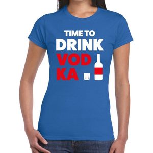 Time to drink vodka tekst t-shirt blauw dames - dames shirt Time to drink vodka