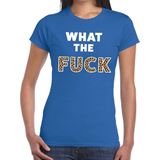 What the Fuck tijger print tekst t-shirt blauw dames - dames shirt What the Fuck tijger print