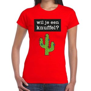 Wil je een Knuffel fun t-shirt rood voor dames