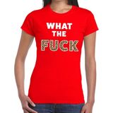 What the Fuck tijgerprint tekst t-shirt rood dames - dames shirt What the Fuck tijgerprint