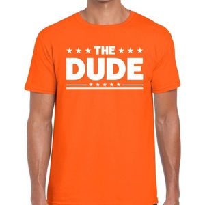 The Dude tekst t-shirt oranje heren - heren shirt The Dude - oranje kleding S