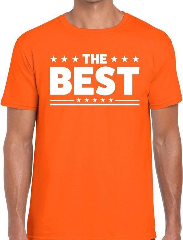 The Best tekst t-shirt oranje heren - heren shirt The Best - oranje kleding