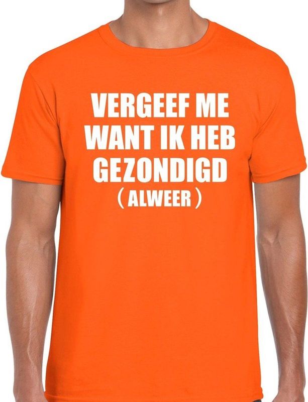 Vergeef Me tekst t-shirt oranje heren - heren shirt Vergeef Me - oranje kleding