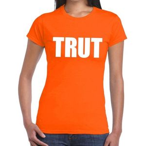 Trut tekst t-shirt oranje dames