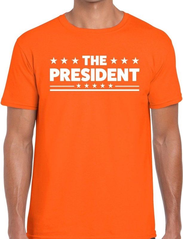 The President tekst t-shirt oranje heren - heren shirt The President - oranje kleding