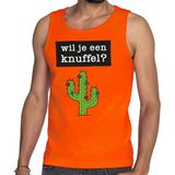 Wil Je Een Knuffel Tekst Tanktop / Mouwloos Shirt Oranje Heren - Heren Singlet Wil Je Een Knuffel