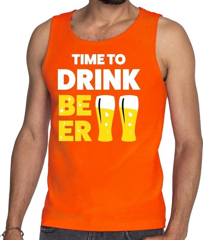 Bellatio Decorations - Tanktop - Oranje - Mouwloos - Heren