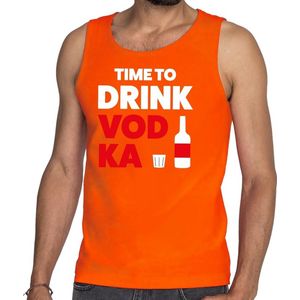 Bellatio Decorations - Time to Drink Vodka - Tanktop - Oranje - Katoen