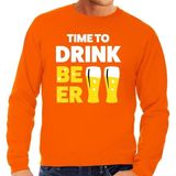 Time to Drink Beer tekst sweater oranje heren - heren trui Time to Drink Beer - oranje kleding S