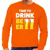 Time to Drink Beer tekst sweater oranje heren - heren trui Time to Drink Beer - oranje kleding