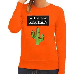 Wil je een Knuffel tekst sweater oranje dames - dames trui Wil je een Knuffel - oranje kleding