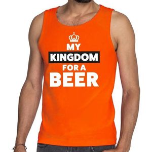 Oranje My Kingdom for a beer tanktop - Mouwloos shirt voor heren - Koningsdag kleding L