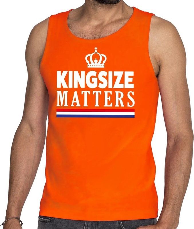 Bellatio Decorations - Kingsize Matters - Tanktop - Oranje - Mouwloos Shirt voor Heren