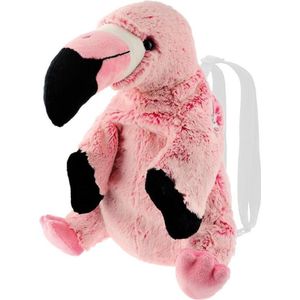 Pluche flamingo vogel rugtas/rugzak knuffel 32 cm - Flamingo vogels knuffels - Speelgoed voor kinderen