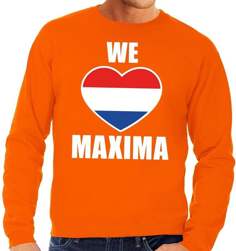 Oranje We Love Maxima sweater - Trui voor heren - Koningsdag kleding