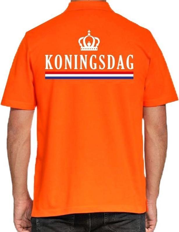 Koningsdag poloshirt polo t-shirt met kroon oranje voor heren - Koningsdag kleding shirts