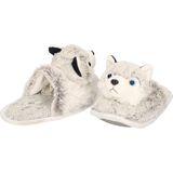 Dieren husky hond sloffen/pantoffels voor kinderen - Wit