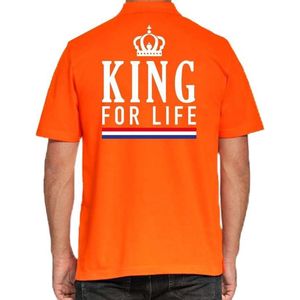 Koningsdag poloshirt King for life oranje voor heren