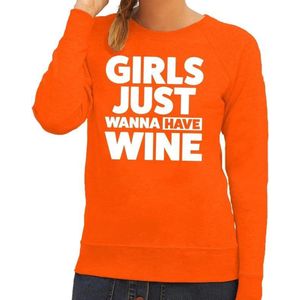 Girls just wanna have Wine tekst sweater oranje dames - dames trui Girls just wanna have Wine - oranje kleding