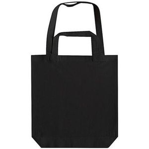 2x Zwarte canvas tassen met dubbel hengsel 38 x 42 cm- Bedrukbare katoenen tas/shopper