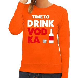 Time to drink Vodka tekst sweater oranje voor dames - Feesttruien