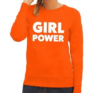 Girl Power tekst sweater oranje voor dames