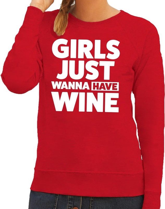 Girls just wanna have Wine tekst sweater rood dames - dames trui Girls just wanna have Wine