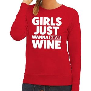 Girls just wanna have Wine tekst sweater rood voor dames - Feesttruien