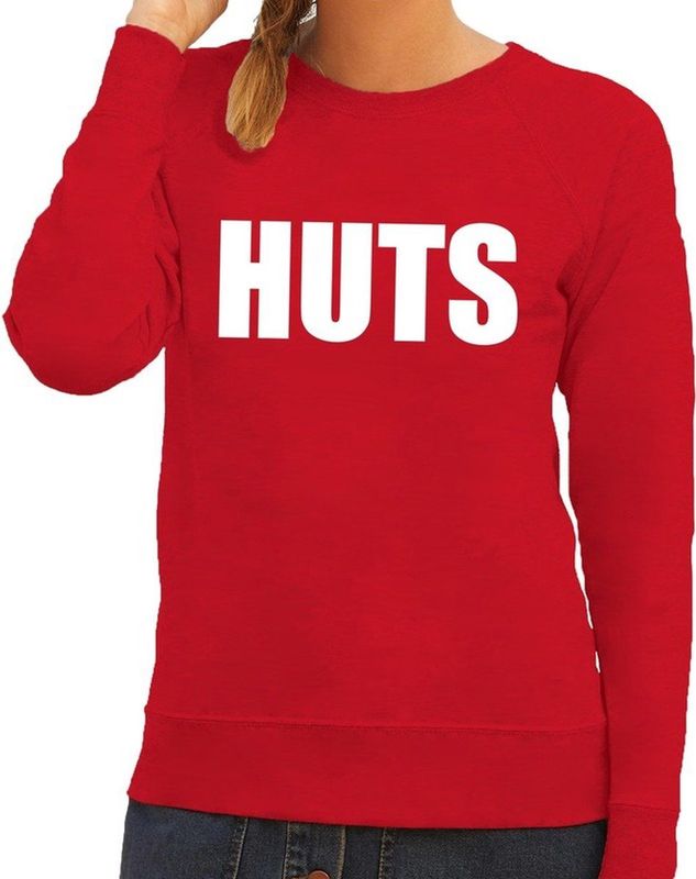 HUTS tekst sweater rood dames - dames trui HUTS