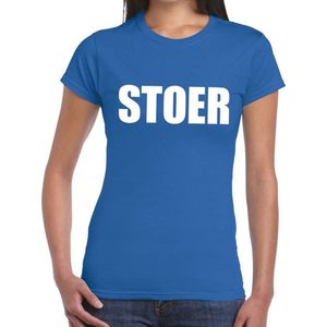 Stoer tekst t-shirt blauw dames