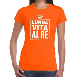 Oranje Lunga vita al Re Italiaanse tekst shirt dames - Oranje Koningsdag Holland supporter kleding