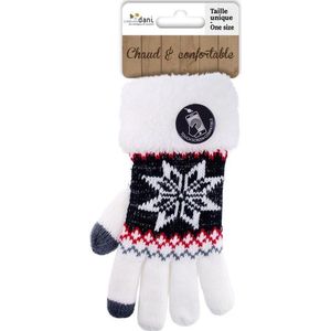Warme winter handschoenen wit/Nordic met touchscreen vingers voor dames - Handschoenen - volwassenen