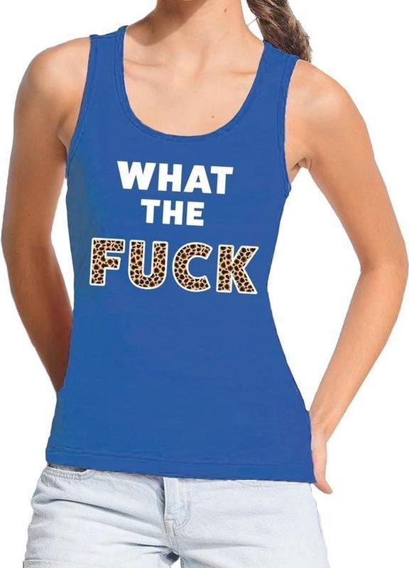 What The Fuck Tijgerprint Tekst Tanktop / Mouwloos Shirt Blauw Dames