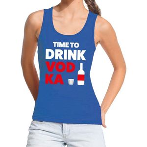 Bellatio Decorations - Tanktop - Blauw - Dames - Mouwloos met Tekst