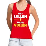 Bellatio Decorations - Tanktop - Rood - Katoen - Met Tekst