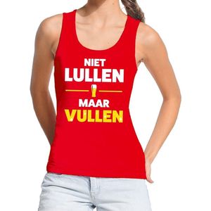 Bellatio Decorations - Tanktop - Rood - Katoen - Met Tekst
