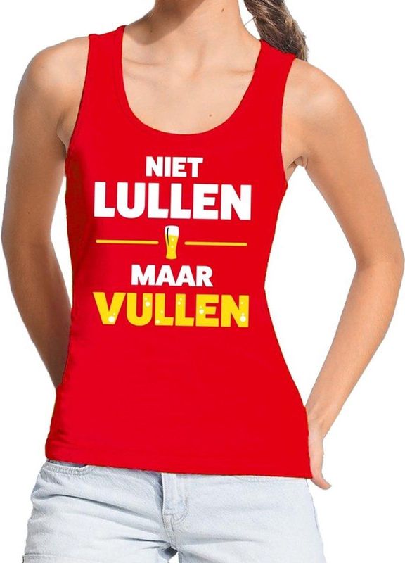 Bellatio Decorations - Tanktop - Rood - Katoen - Met Tekst