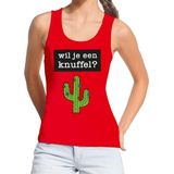 Bellatio Decorations - Knuffel Tekst Tanktop - Rood - Mouwloos Shirt - Dames