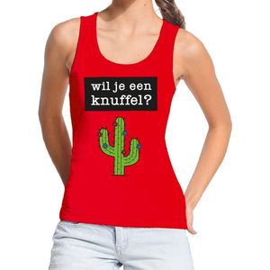 Bellatio Decorations - Knuffel Tekst Tanktop - Rood - Mouwloos Shirt - Dames